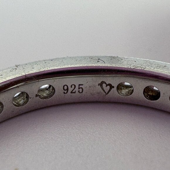 VTG Solid Sterling Silver 925 Cubic Zirconia Pavé Set Band Ring Size 6.75 - Picture 6 of 9